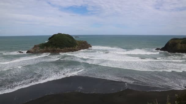 Croisement Vagues Sur Île Motuotamatea Îles Pain Sucre Nouvelle Zélande — Video