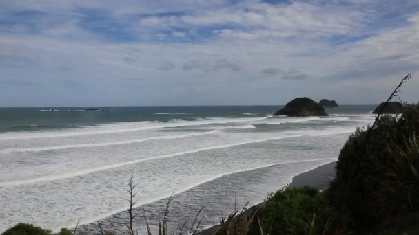 Пляжі Egmont Півострів Цукру Буханця Острови Нова Зеландія — стокове відео