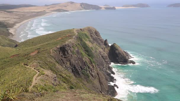 Sentier Sur Une Falaise Cape Reinga Nouvelle Zélande — Video