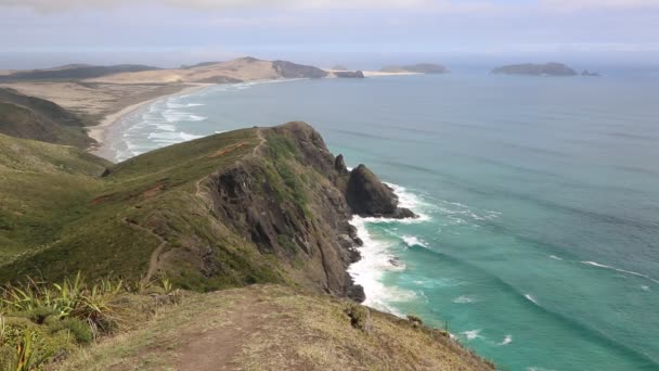 Uitzicht Vanaf Kaap Reinga Nieuw Zeeland — Stockvideo