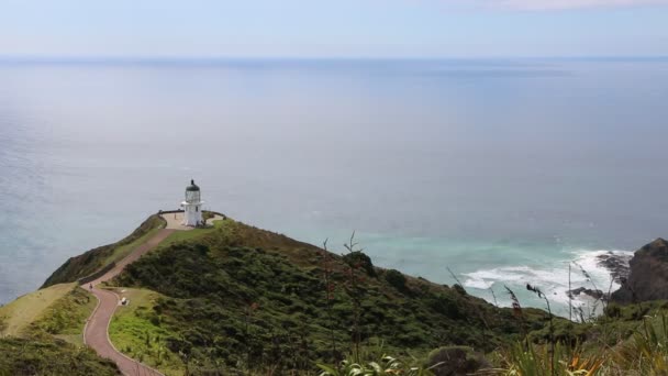 Farol Cabo Reinga Nova Zelândia — Vídeo de Stock