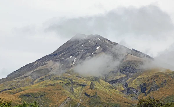 Egmont Kráter Felhők Taranaki Egmont Zéland — Stock Fotó