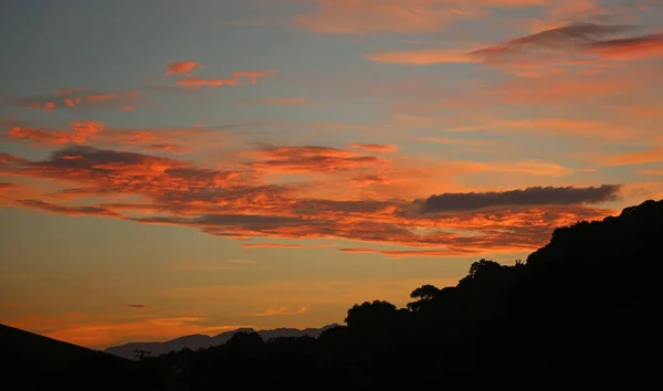 Tramonto Dietro Una Collina Bay Plenty Nuova Zelanda Isola Del — Foto Stock