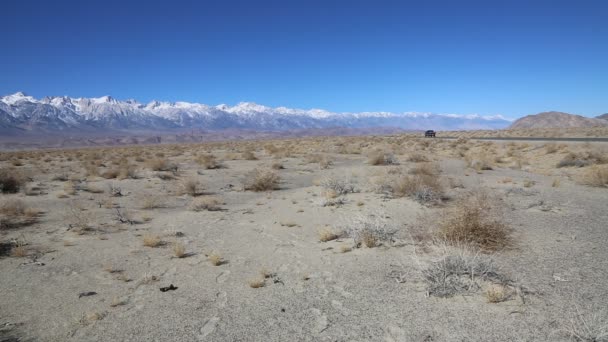 Öknen Vägen Och Bergen Owens Valley Sierra Nevada California — Stockvideo