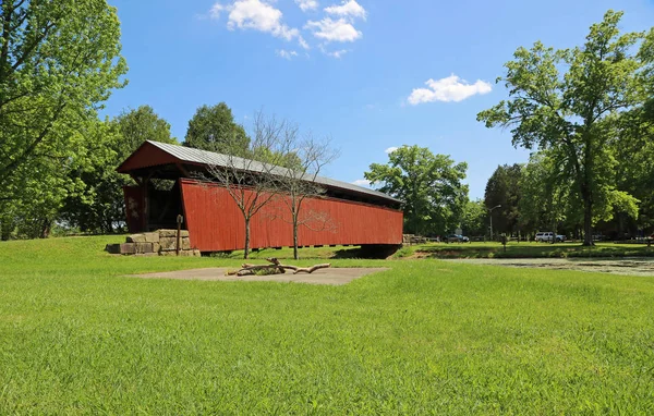 Staats Mill Coberto Ponte Paisagem Verde 1887 West Virginia — Fotografia de Stock