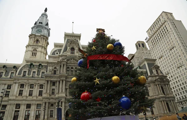 Christmas tree and City Hall - Philadelphia, Pennsylvania