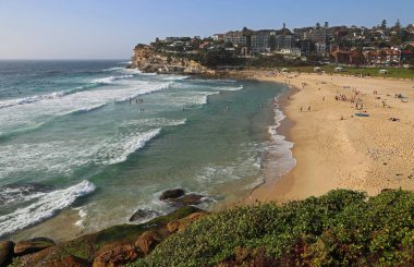 Bronte Beach 'te Manzara - Pasifik' te Sahil Yürüyüşü, Sydney, Yeni Güney Galler, Avustralya