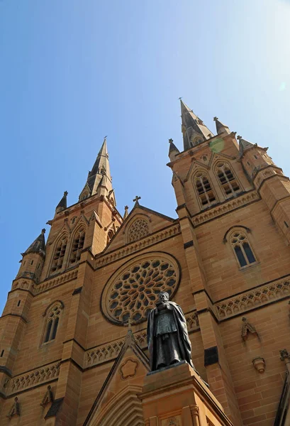 Façade Statue Verticale Cathédrale Sainte Marie Sydney Nouvelle Galles Sud — Photo