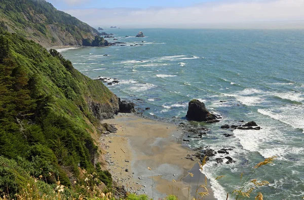 Félhold Kilátással Csendes Óceán Partján Észak Kalifornia — Stock Fotó