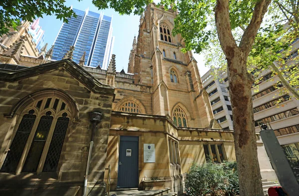 Vista Lateral Catedral San Andrés Sydney Nueva Gales Del Sur —  Fotos de Stock