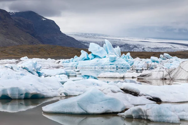 Zlanda Bir Buzdağı Gölü Yazın Vatnajokull Buzulu Yakınlarında Buz Kalıpları — Stok fotoğraf
