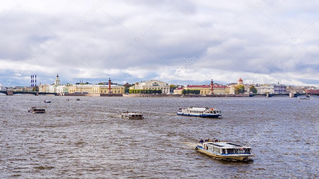 view of the Spit of Vasilyevsky Island in St. Petersburg
