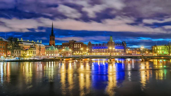 Stockholm winternacht, Zweden — Stockfoto