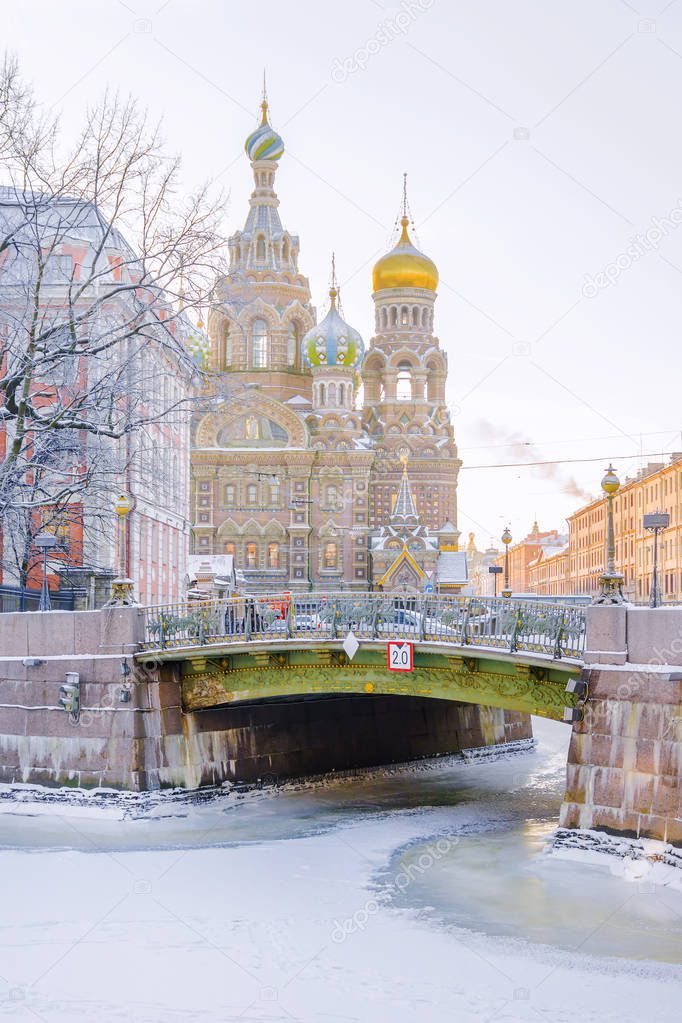 winter view of the Church of the Savior on Spilled Blood in St. 