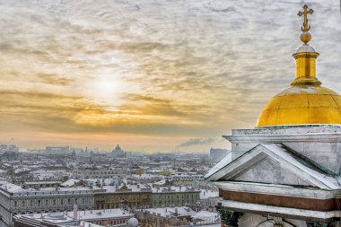 St. Petersburg St Isaac Katedrali manzaralı kış