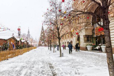 Noel Moskova'da. Festival dekorasyon Kızıl Meydan
