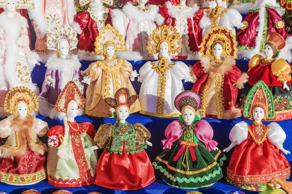 Russian souvenir dolls in national costumes — Stock Photo, Image