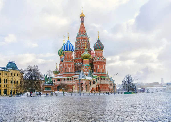St. Basilius 's Cathedral Winter Ansicht — Stockfoto