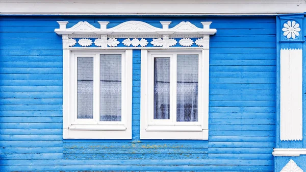 Russian house facade with frames