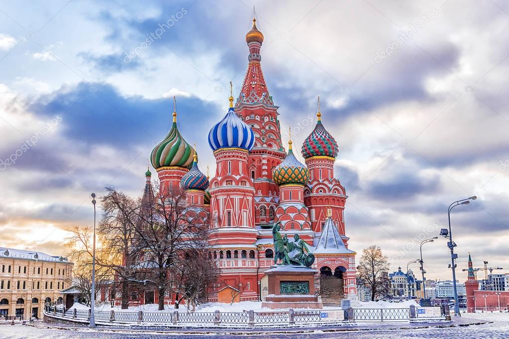 winter view of the St. Basil's Cathedral in Moscow