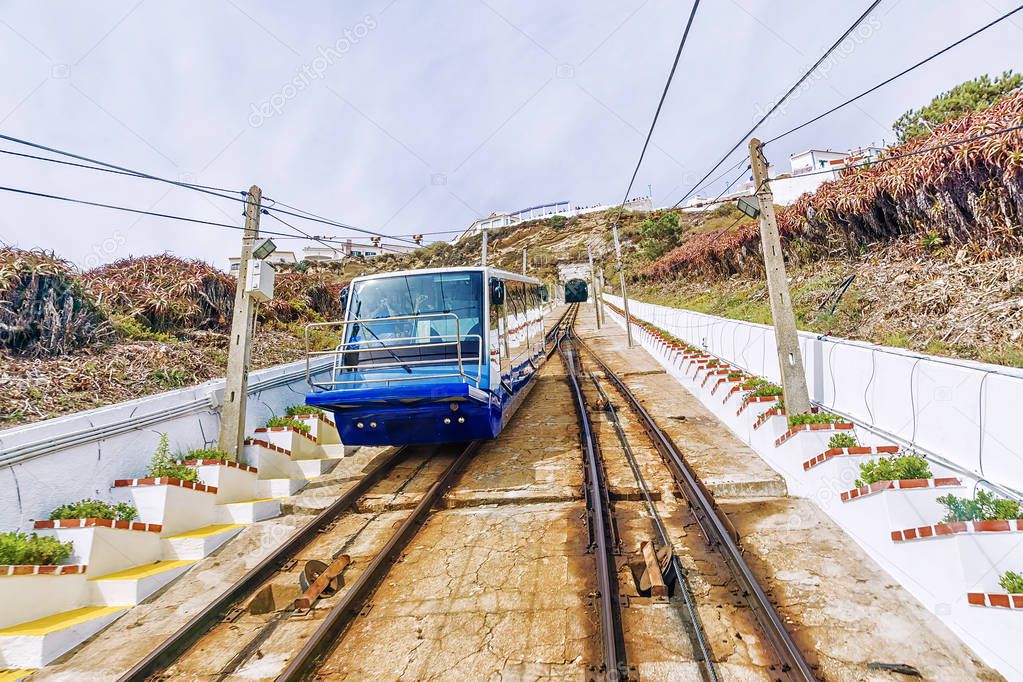 funicular railway in Nazare. Portugal