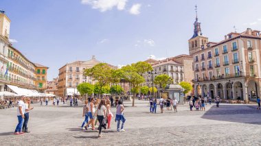 Segovia, İspanya - 6 Eylül 2015: Plaza Mayor Segovia '. Sego