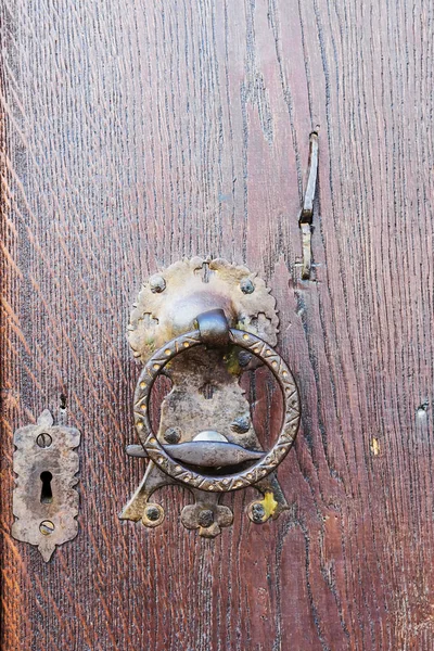 Старі дубові двері з замком — стокове фото