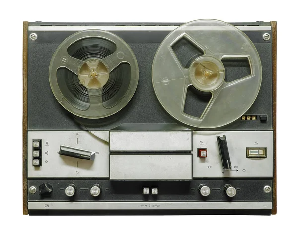 Ретро-катушка магнитофона на белом фоне — стоковое фото