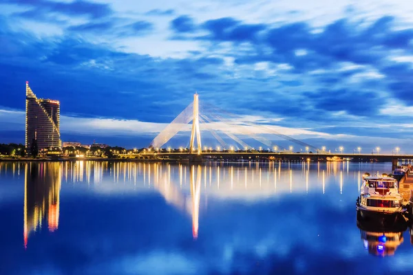 Cable-stayed bridge in Riga, Latvia Stock Photo