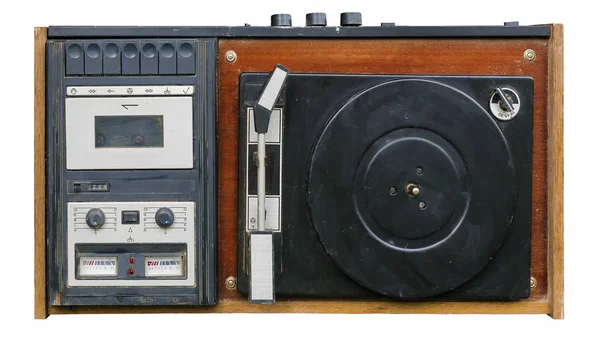 Retro проигрыватель виниловых пластинок и аудиокассет — стоковое фото