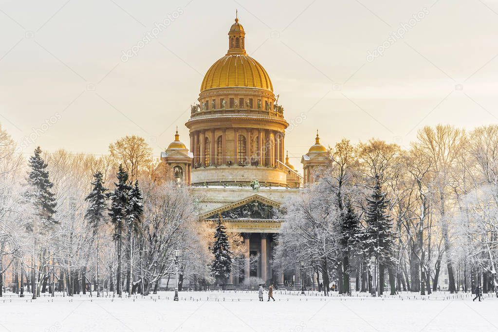 Winter view of St. Isaac's Cathedral in St. Petersburg