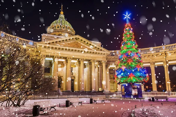 Казанський собор з різдвяні ялинки, Санкт-Петербурзі — стокове фото