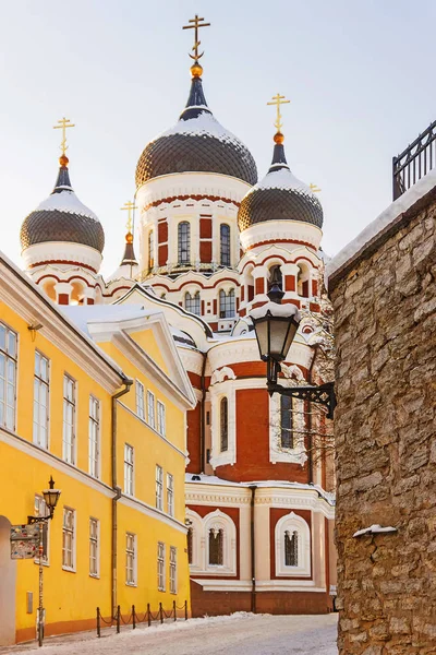 Vue d'hiver de la cathédrale Alexander Nevsky à Tallinn, Estoni — Photo