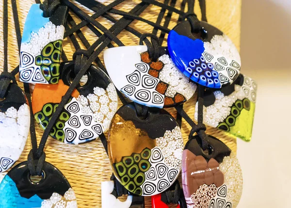 Glass pendants souvenirs from the island of Murano, Italy — Stock Photo, Image