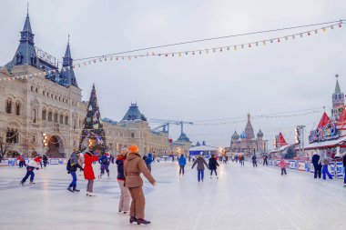 Moskova, Rusya-7 Aralık 2016: Moskova buz pateni pisti 