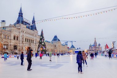 Moskova, Rusya-7 Aralık 2016: Moskova Kızıl Paten Sahası 