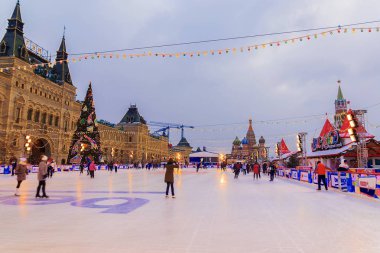 Moskova, Rusya-7 Aralık 2016: Moskova Kızıl Paten Sahası 