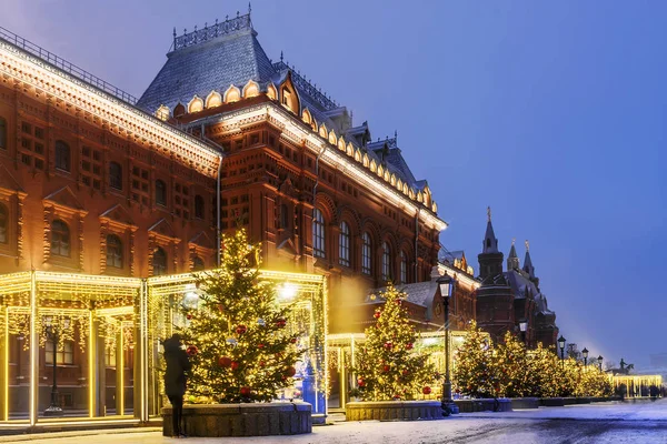 Weihnachten Moskau Neujahrsdekoration Der Nähe Des Historischen Museums Moskau — Stockfoto