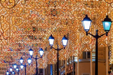 Moscow.Festivally'de Noel Nikolskaya Caddesi ile dekore edilmiştir.