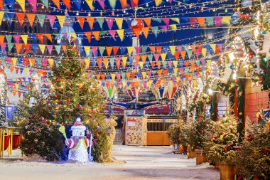 Noel Moskova'da. Festively, Moskova Kızıl Meydan dekore edilmiş