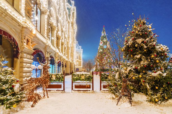 Christmas in Moscow. Festively decorated Red Square in Moscow