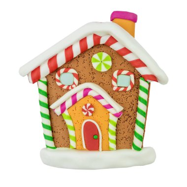 Beyaz arka plan üzerinde Noel kurabiye evi