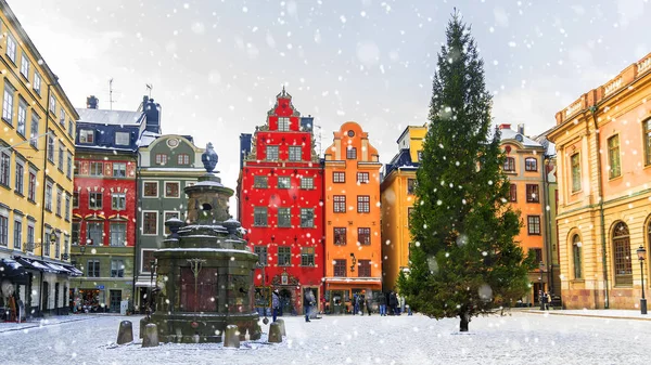 Boże Narodzenie w Stockholm.Stortorget Square urządzone na Boże Narodzenie — Zdjęcie stockowe