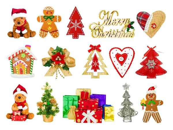 Kollázs ünnepi karácsonyi szimbólumok — Stock Fotó