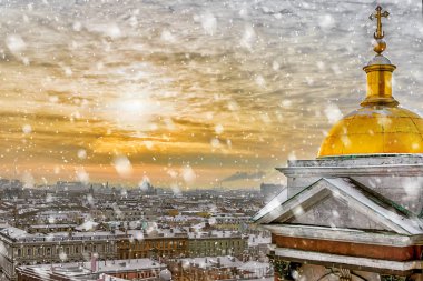St. Petersburg St Isaac Katedrali manzaralı kış