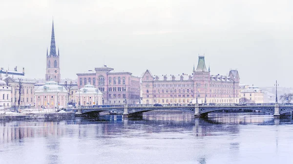 Panorama över vintern Stockholm, Sverige — Stockfoto