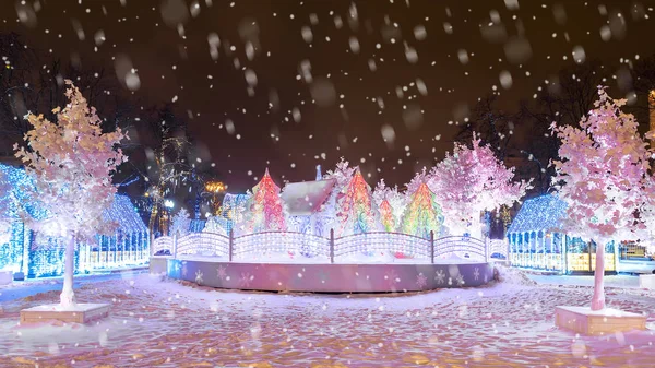Natale a Mosca. Piazza Pushkin — Foto Stock
