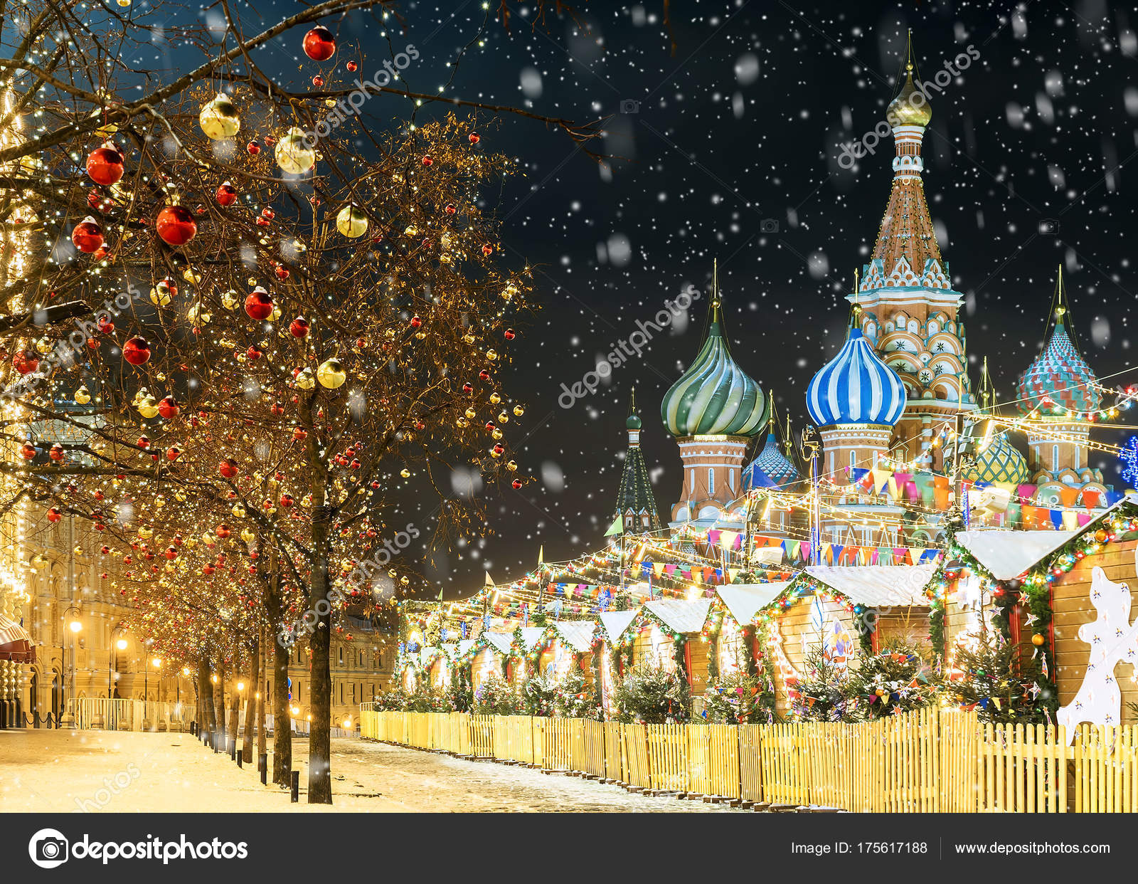 Russische Weihnachten 2022 Datum Weihnachten in Moskau. Neujahrsmesse auf dem Roten Platz