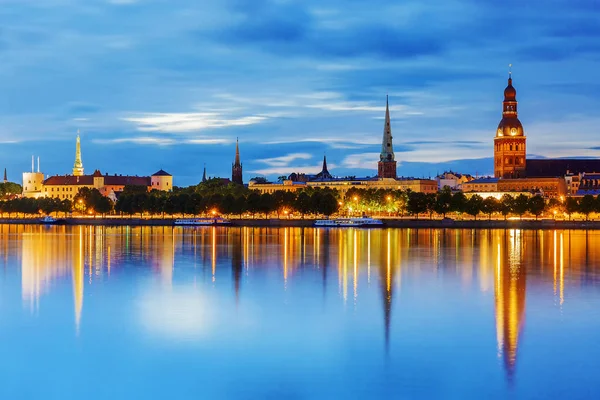 Panorama of the night Riga, Latvia — Stock Photo, Image