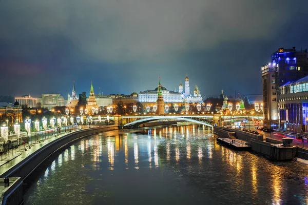Панорама зимові ночі, Москва — стокове фото